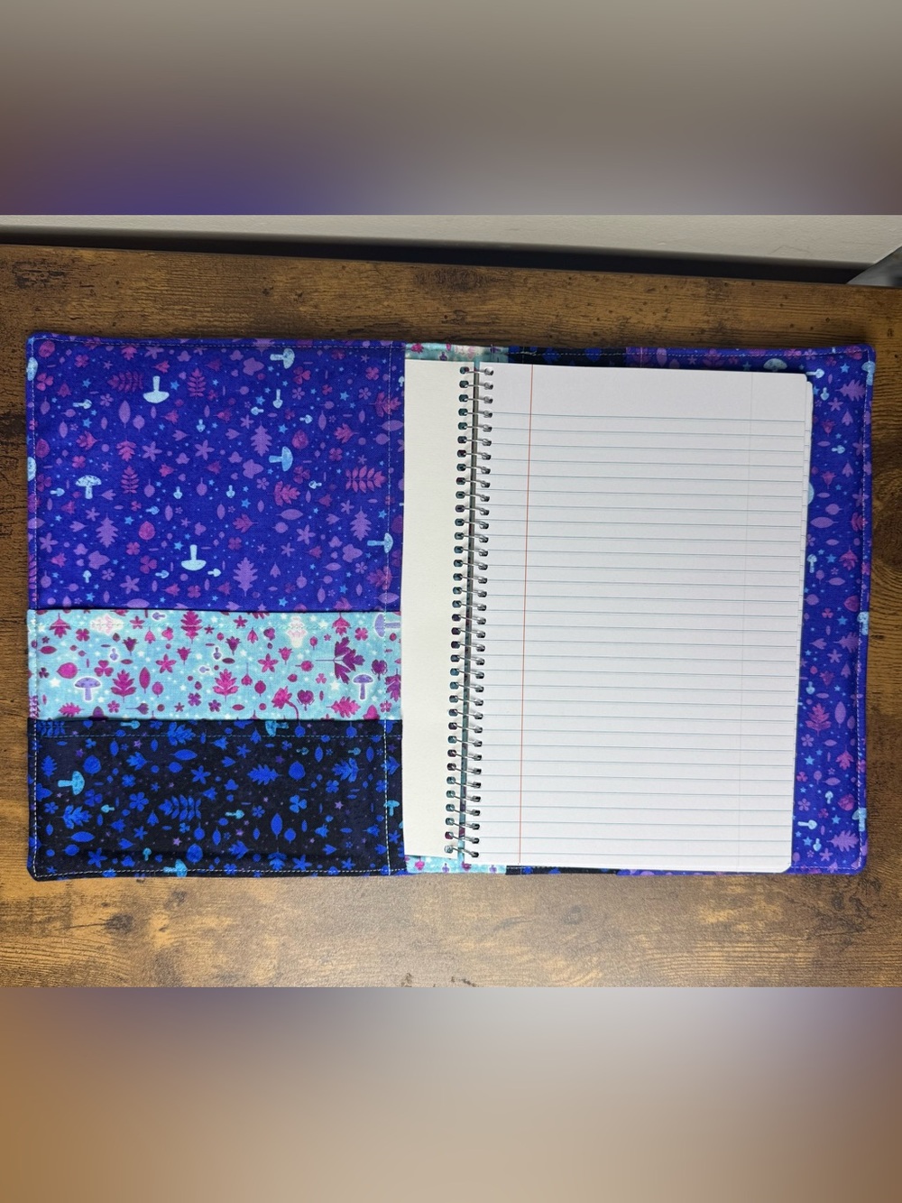 Handmade Fabric Notebook Cover in Purple & Blue Floral